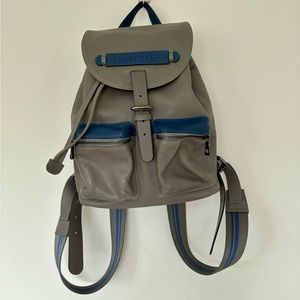 Longchamp 3D S Leather Backpack (Gray and Blue)